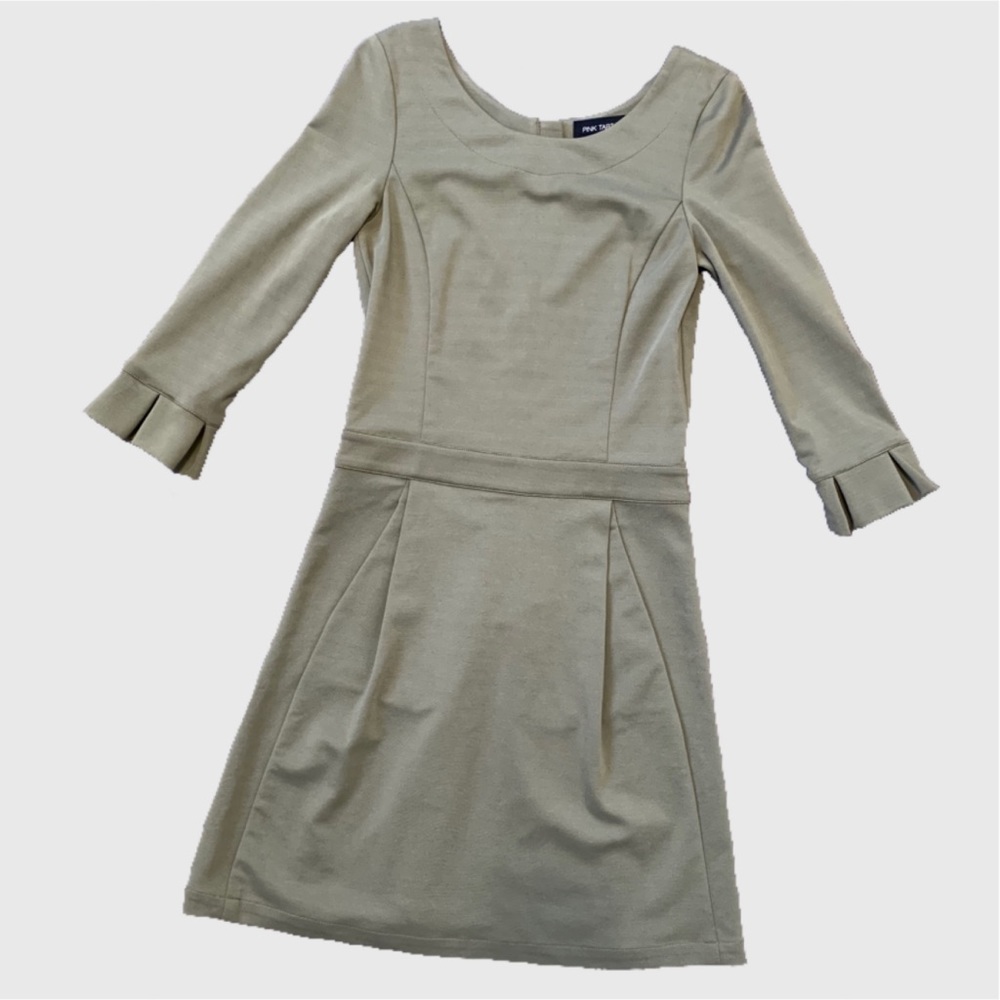 Pink Tartan Sage Green 3/4 Sleeve Dress sz XS